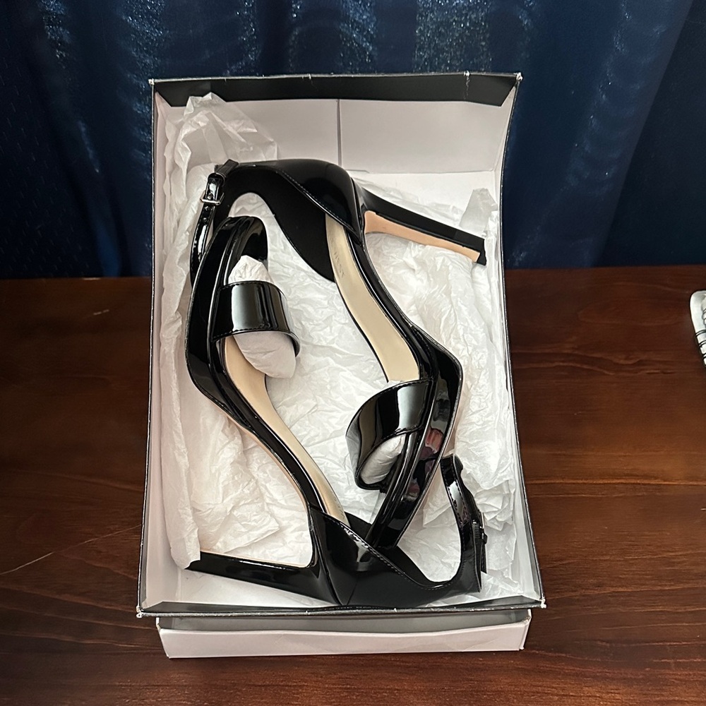 Nine West Black Patent Slingback Stiletto Heels - Picture 5 of 7